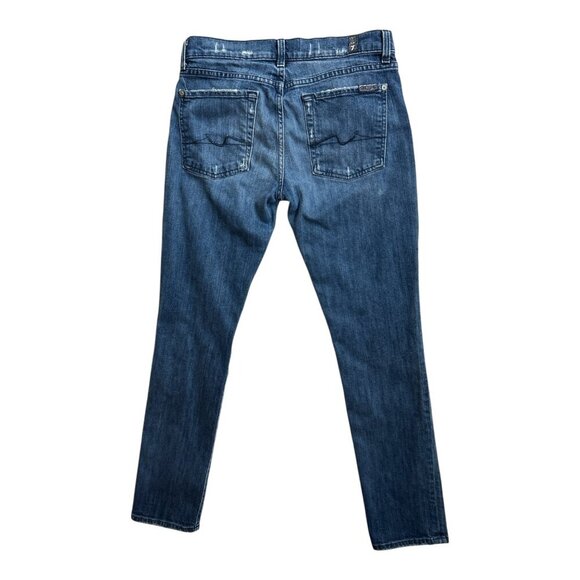 7 For All Mankind Josefina Skinny Boyfriend Jeans Medium Wash Jeans Size 27 - Picture 2 of 11